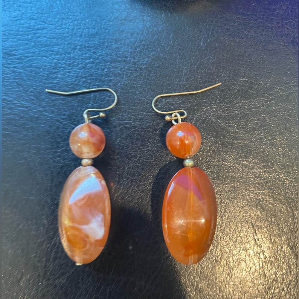 Vintage acrylic dangle earrings with new hooks